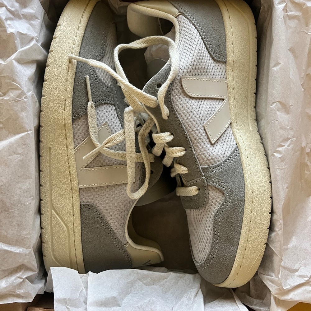 Veja White and Gray Casual Sneakers